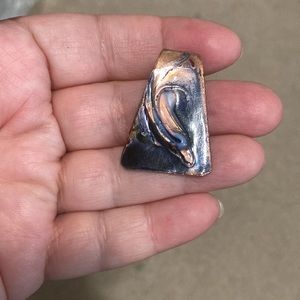 Pendant Enamel on Copper, Modernist, Abstract, Amber, Black